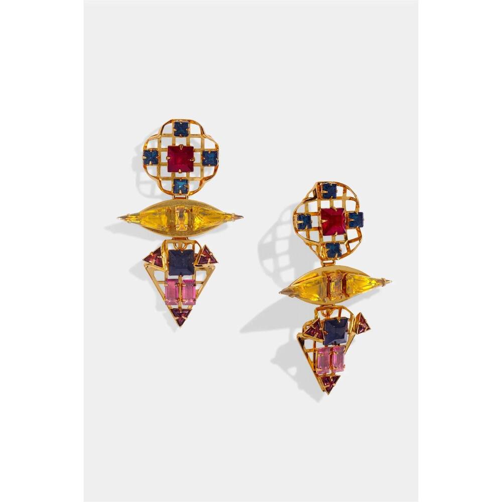 NEW NICOLE ROMANO livia sculptural colored stone earrings in gold multi